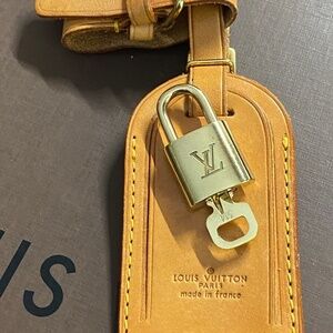 Louis Vuitton padlock  key #314 & luggage name tag with  Poignier strap
